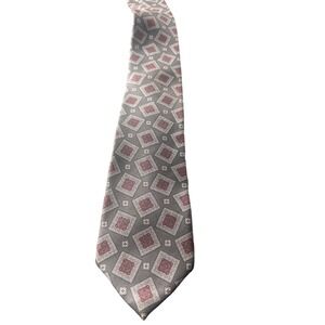 Lanvin Silk Tie Geometric‎ Pattern Gray Red Men's Necktie